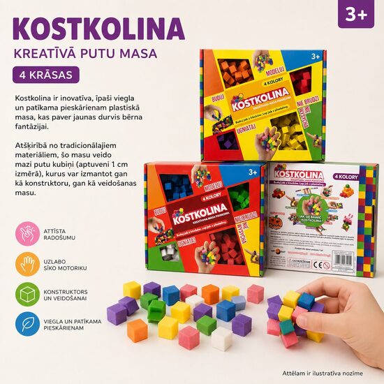 Kostkolina – Kreatīvā Putu Masa (4 Krāsas)