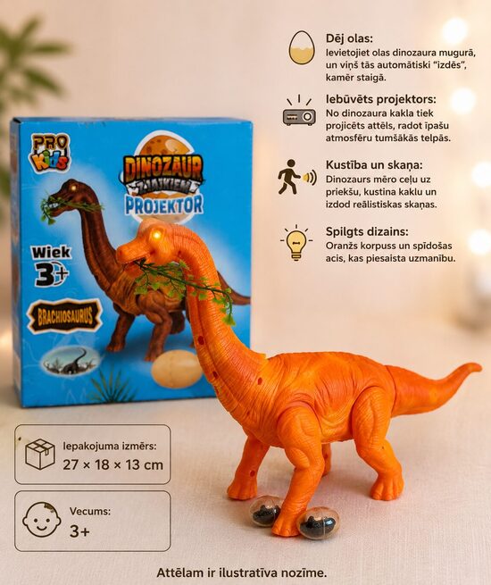 Interaktīvais Brachiozaurs – Dinozaurs, kurš dēj olas
