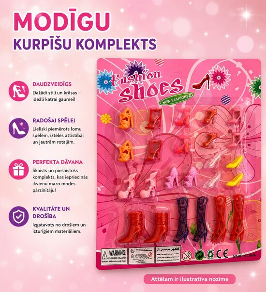 Kurpju un zābaku komplekts lellēm (12 pāri) – "Fashion Shoes"