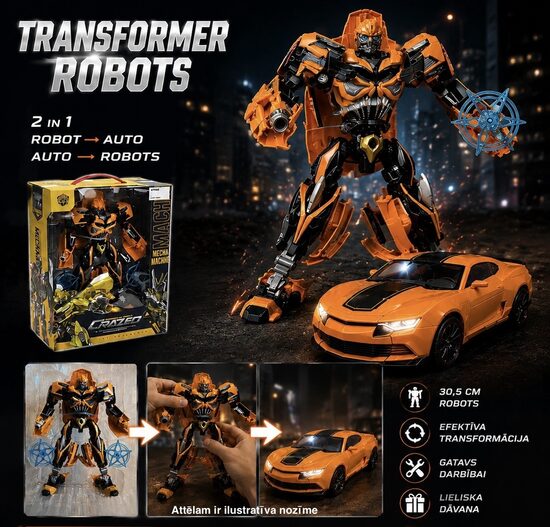 Transformējams robots – auto + robots vienā
