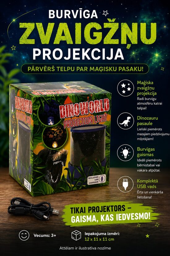 Dinozauru naktslampa-projektors – maģiska atmosfēra bērnistabā
