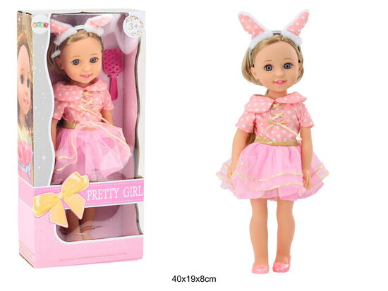Bērnu lelle ar aksesuāriem un zaķa ausīm (40 cm)