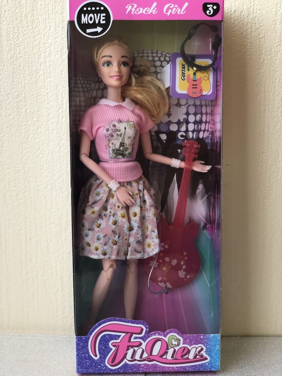 Bērnu lelle ar ģitāru un aksesuāriem